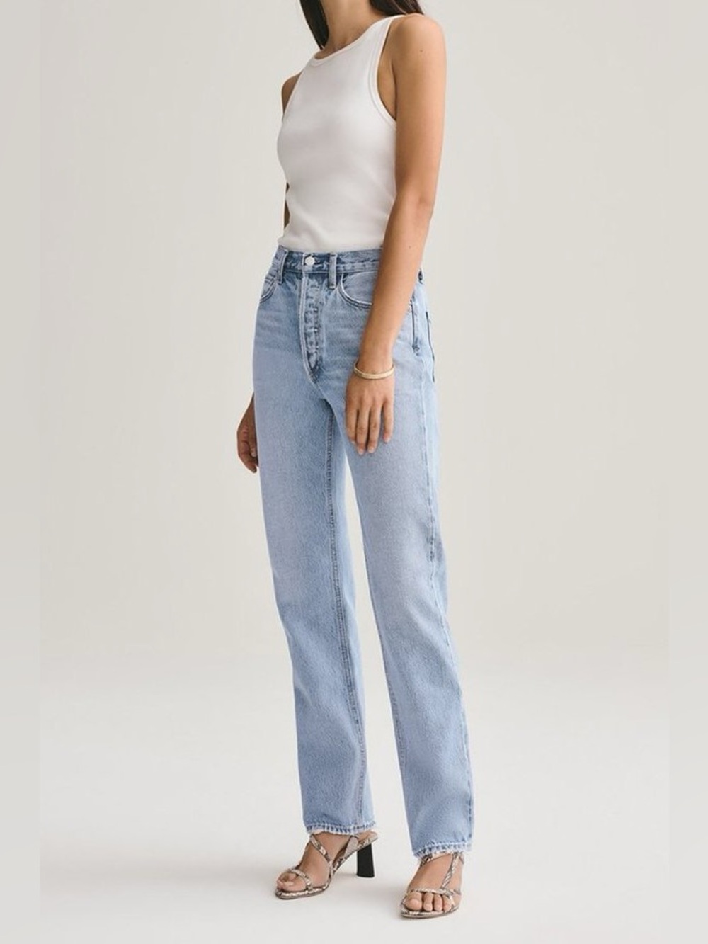 Agolde Lana straight leg jeans in riptide light wash